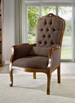 Armlehnensessel Aus Massivholz Mit Lendenkissen