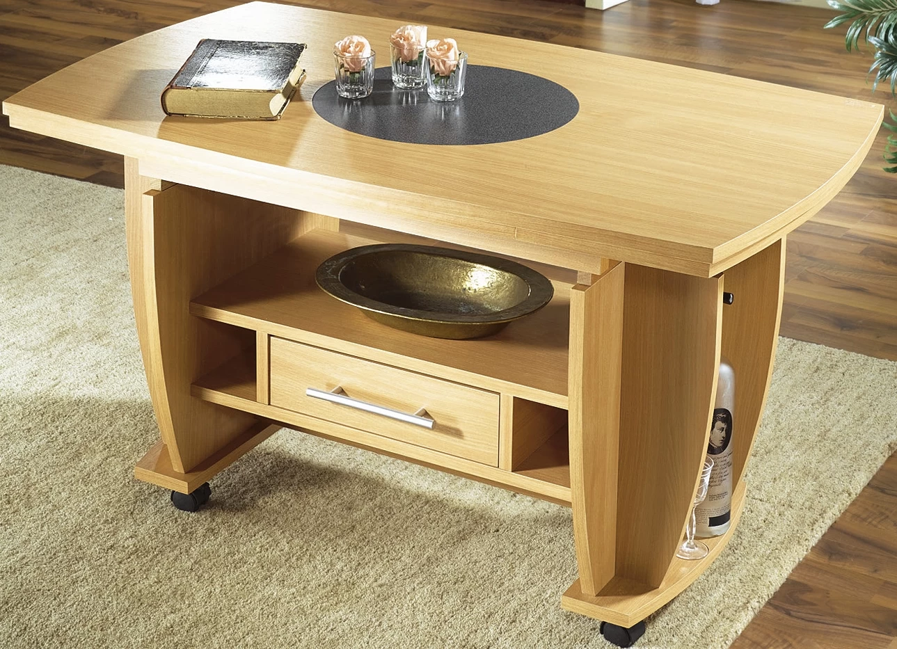 Couchtisch Auf Rollen Mit Stein-Optik-Einlage 4 Couchtisch Auf Rollen Mit Stein-Optik-Einlage – Bild 2