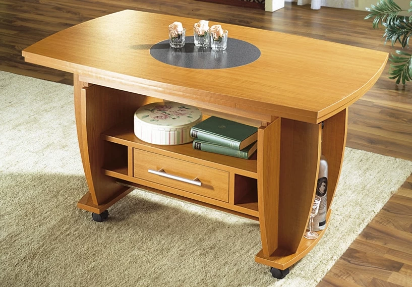 Couchtisch Auf Rollen Mit Stein-Optik-Einlage 3 Couchtisch Auf Rollen Mit Stein-Optik-Einlage