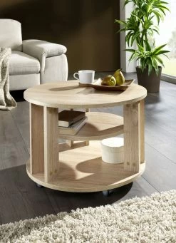 Couchtisch Mit 2 Ablageflächen Und 4 Rollen -Haushaltsgegenstände Geschäft couchtisch mit 2 ablageflaechen und 4 rollen farbe eiche sonoma 1