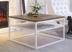 Couchtisch Mit Gestell Und Ablage Aus Stahl -Haushaltsgegenstände Geschäft couchtisch mit gestell und ablage aus stahl farbe eiche dunkel weiss