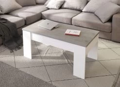 Couchtisch Mit Hochklappbarer Tischplatte Und Staufach -Haushaltsgegenstände Geschäft couchtisch mit hochklappbarer tischplatte und staufach farbe weiss beton 1