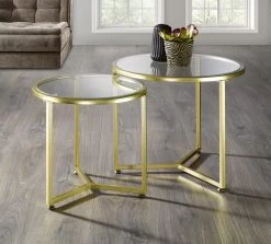 Couchtisch-Set Mit Glasplatte, 2-teilig