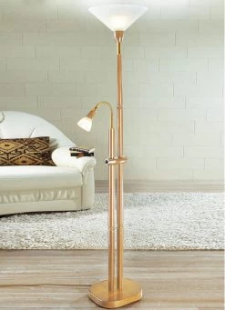 Deckenfluter Mit Leselampe -Haushaltsgegenstände Geschäft deckenfluter mit leselampe farbe buche