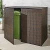 Doppel-Mülltonnenschrank Mit Witterungsbeständigem Kunststoffgeflecht -Haushaltsgegenstände Geschäft doppel muelltonnenschrank mit witterungsbestaendigem kunststoffgeflecht farbe braun