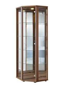 Eck-Vitrine Mit LED-Beleuchtung 11 Eck-Vitrine Mit LED-Beleuchtung -Haushaltsgegenstände Geschäft eck vitrine mit led beleuchtung farbe nussbaum