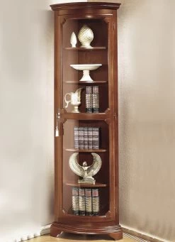 Eckvitrine Groß,1-türig -Haushaltsgegenstände Geschäft eckvitrine gross1 tuerig farbe nussbaum