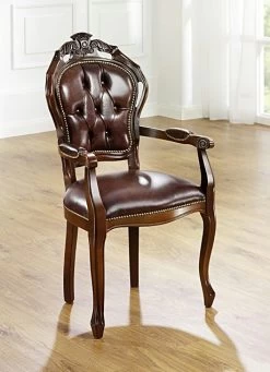 Esszimmer-Stühle Und Sessel Mit Lederbezug -Haushaltsgegenstände Geschäft esszimmer stuehle und sessel mit lederbezug farbe dunkelbraunnussbaum 1