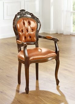 Esszimmer-Stühle Und Sessel Mit Lederbezug -Haushaltsgegenstände Geschäft esszimmer stuehle und sessel mit lederbezug farbe dunkelbraunnussbaum 2