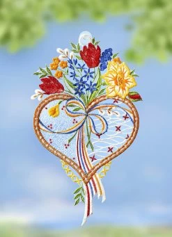 Fensterbild Herz Aus Echter Plauener Spitze