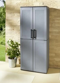 Gartenschrank In Lamellenoptik -Haushaltsgegenstände Geschäft gartenschrank in lamellenoptik farbe grau schwarz 2