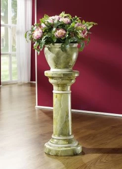 Handbemalte Säule In Marmor-Optik Mit Übertopf