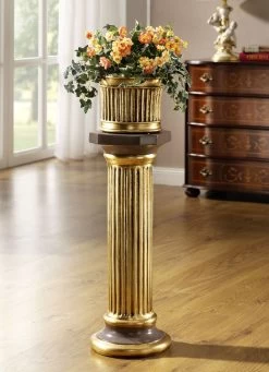 Handgefertigte Und Handbemalte Säule Mit Übertopf