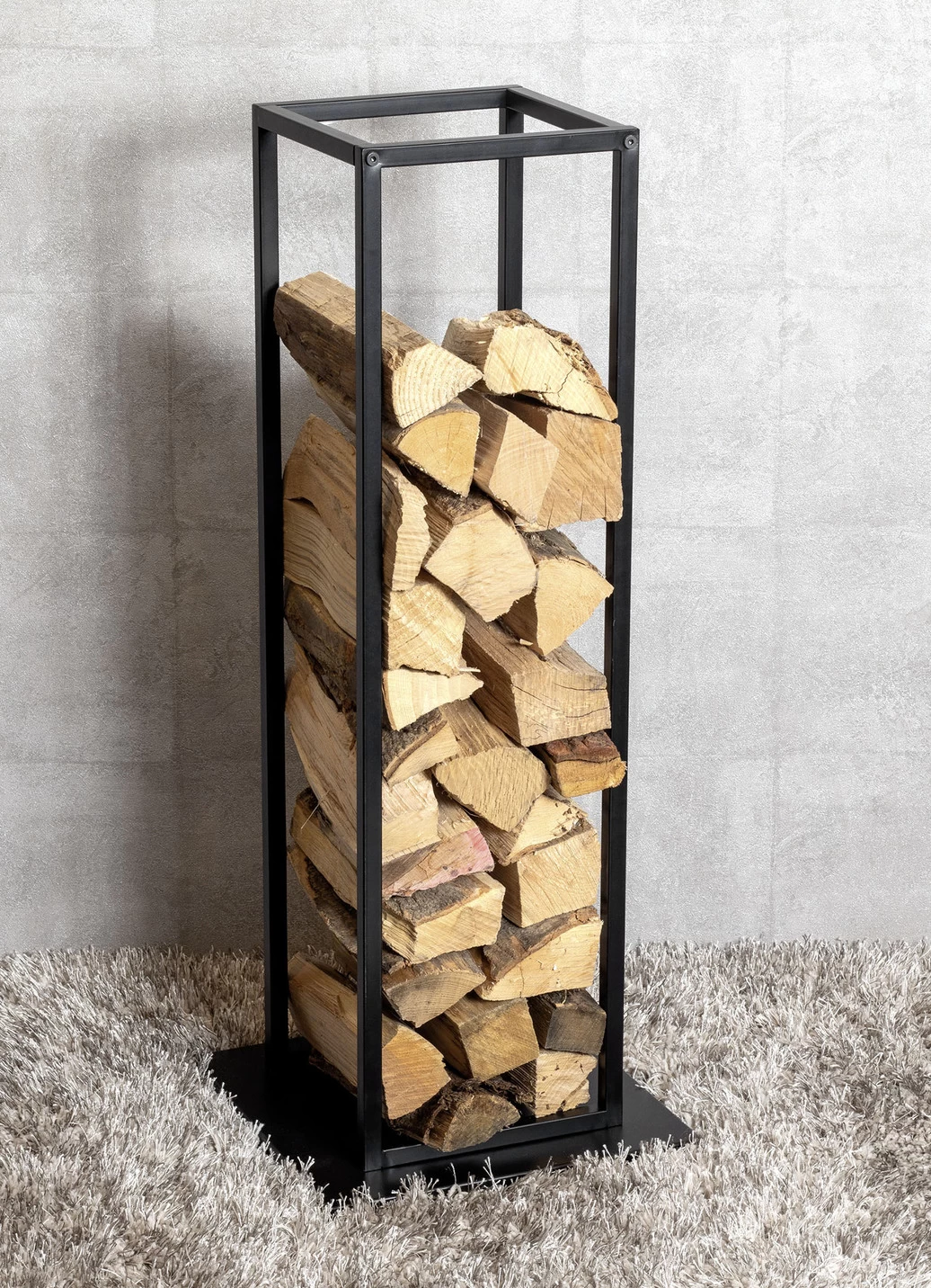 Kaminholzständer Aus Schwarz Lackiertem Stahl Und Metall 4 Kaminholzständer Aus Schwarz Lackiertem Stahl Und Metall – Bild 2