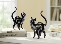 Katzen Mit Punkten Und Blumenmuster -Haushaltsgegenstände Geschäft katzen mit punkten und blumenmuster farbe schwarz weiss 1