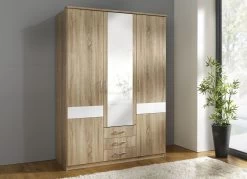 Kleiderschrank Mit Edlen Glasauflagen An Den Türen -Haushaltsgegenstände Geschäft kleiderschrank mit edlen glasauflagen an den tueren farbe eiche sonoma weiss