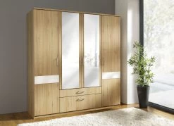 Kleiderschrank Mit Edlen Glasauflagen An Den Türen -Haushaltsgegenstände Geschäft kleiderschrank mit edlen glasauflagen an den tueren farbe livorno buche weiss