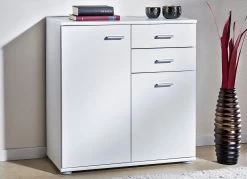 Moderne Kommodenserie Mit Silberfarbenen Kunststoffgriffen -Haushaltsgegenstände Geschäft moderne kommodenserie mit silberfarbenen kunststoffgriffen farbe weiss 1