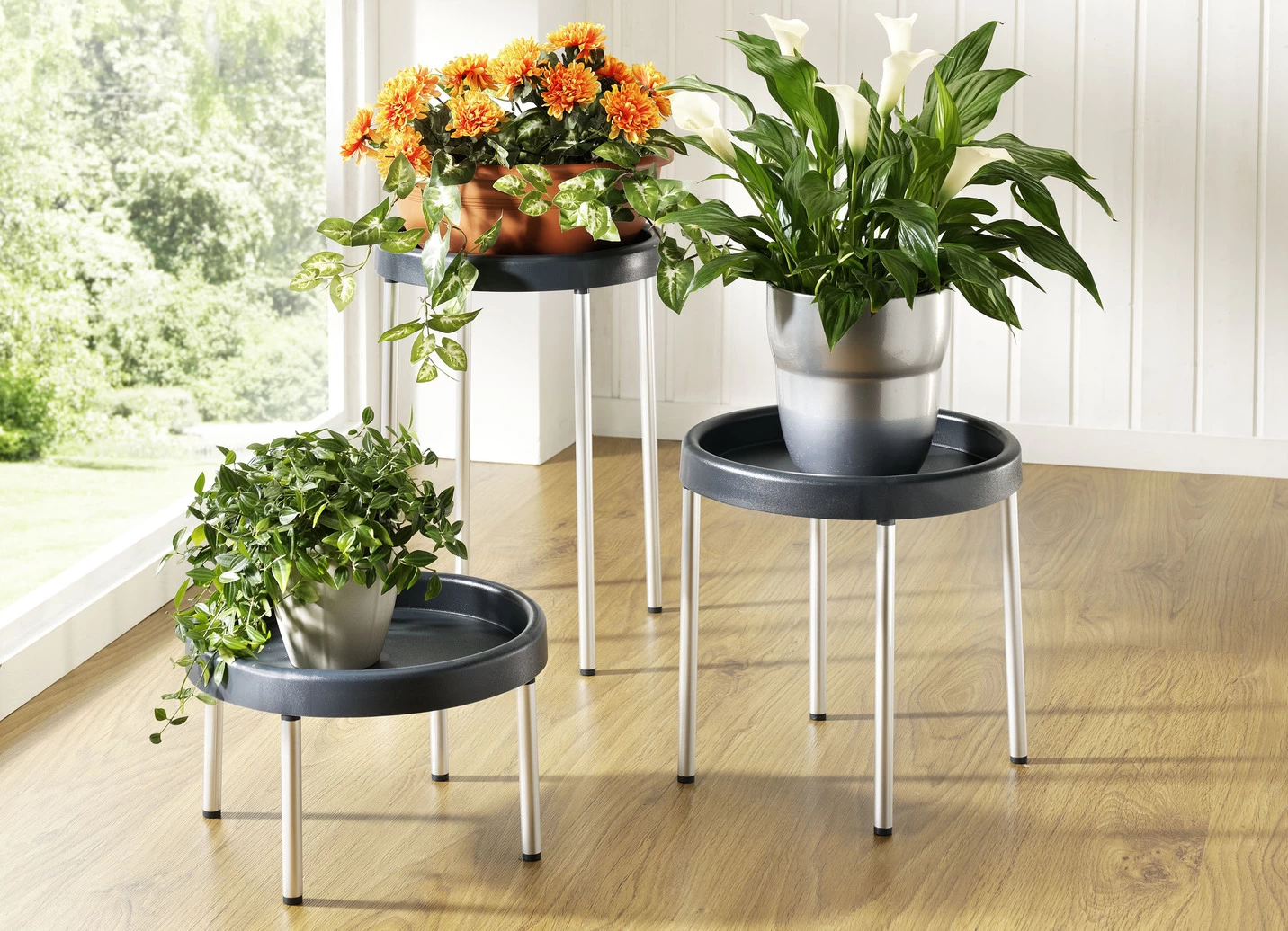 Pflanzenpodest Aus Kunststoff, 3er-Set 4 Pflanzenpodest Aus Kunststoff, 3er-Set – Bild 2