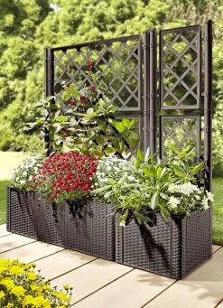 Pflanzkasten In Moderner Rattan-Optik -Haushaltsgegenstände Geschäft pflanzkasten in moderner rattan optik farbe braun