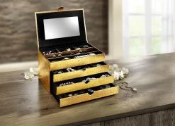 Praktischer Schmuckkoffer Aus Lederimitat In Kroko-Optik