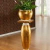 Säule Mit Übertopf -Haushaltsgegenstände Geschäft saeule mit uebertopf farbe creme gold