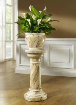 Säule Mit Übertopf In Handarbeit Hergestellt Und Bemalt