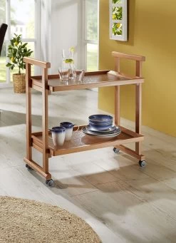 Servierwagen Aus Massivem Buchenholz -Haushaltsgegenstände Geschäft servierwagen aus massivem buchenholz farbe kirschbaum