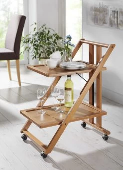 Servierwagen Mit Gestell Aus Massivem Buchenholz -Haushaltsgegenstände Geschäft servierwagen mit gestell aus massivem buchenholz farbe kirschbaum