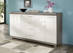 Sideboard Mit Profilierten MDF-Fronten In Weiß Hochglanz