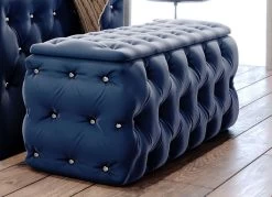 Sitztruhe Mit Steppung Und Strasssteinen -Haushaltsgegenstände Geschäft sitztruhe mit steppung und strasssteinen farbe dunkelblau 1