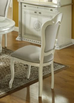 Stilvolle Stühle Mit Hochglanzlackierter Kunststoffoberfläche -Haushaltsgegenstände Geschäft stilvolle stuehle mit hochglanzlackierter kunststoffoberflaeche farbe weiss silber grau 1