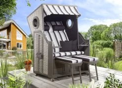 Strandkorb Mit 2 Sichtfenstern/Bullauge Im Oberkorb