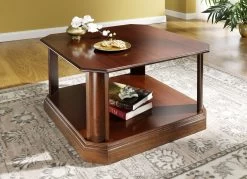 Teilmassiver Couchtisch Mit Wurzelholzfurnier