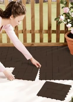 Terrassenplatten-Set, 12-teilig -Haushaltsgegenstände Geschäft terrassenplatten set 12 teilig farbe braun