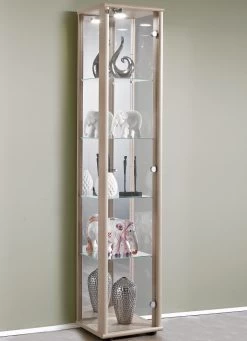 Vitrine, 1-türig, Mit LED-Beleuchtung -Haushaltsgegenstände Geschäft vitrine 1 tuerig mit led beleuchtung farbe eiche sonoma