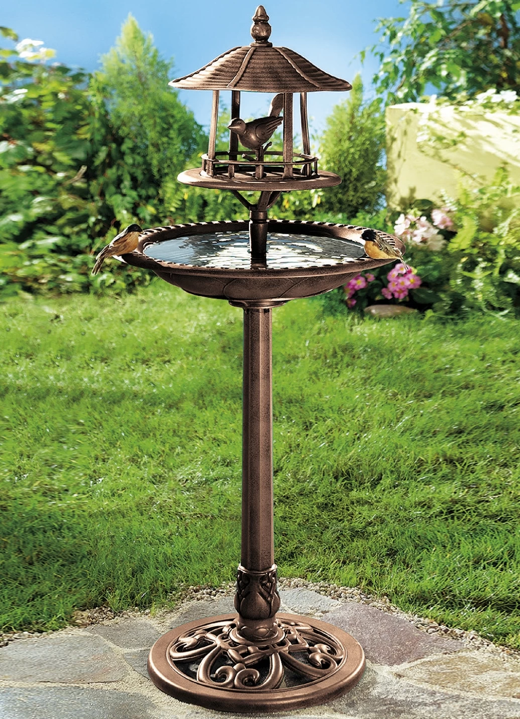Vogelbad Mit überdachtem Futterbehälter 3 Vogelbad Mit überdachtem Futterbehälter