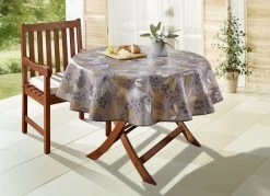 Wachstuch-Tischdecke Mit Blätter-Motiv -Haushaltsgegenstände Geschäft wachstuch tischdecke mit blaetter motiv farbe grau groesse 155 1