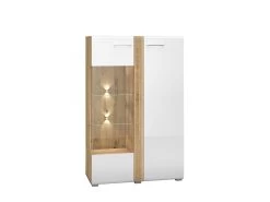 Wohnwand Mit LED-Beleuchtung -Haushaltsgegenstände Geschäft wohnwand mit led beleuchtung farbe weiss eiche 3