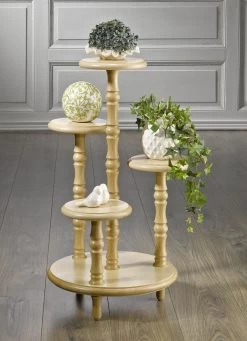 Wunderschöne Blumen-Etagere -Haushaltsgegenstände Geschäft wunderschoene blumen etagere farbe buche