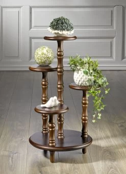 Wunderschöne Blumen-Etagere -Haushaltsgegenstände Geschäft wunderschoene blumen etagere farbe nussbaum